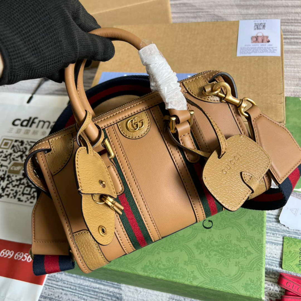 Gucci 715771 Mini top handle bag with Double G Tan