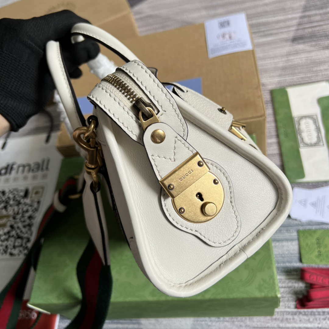 Gucci 715771 Mini top handle bag with Double G White - Default Title - View 3