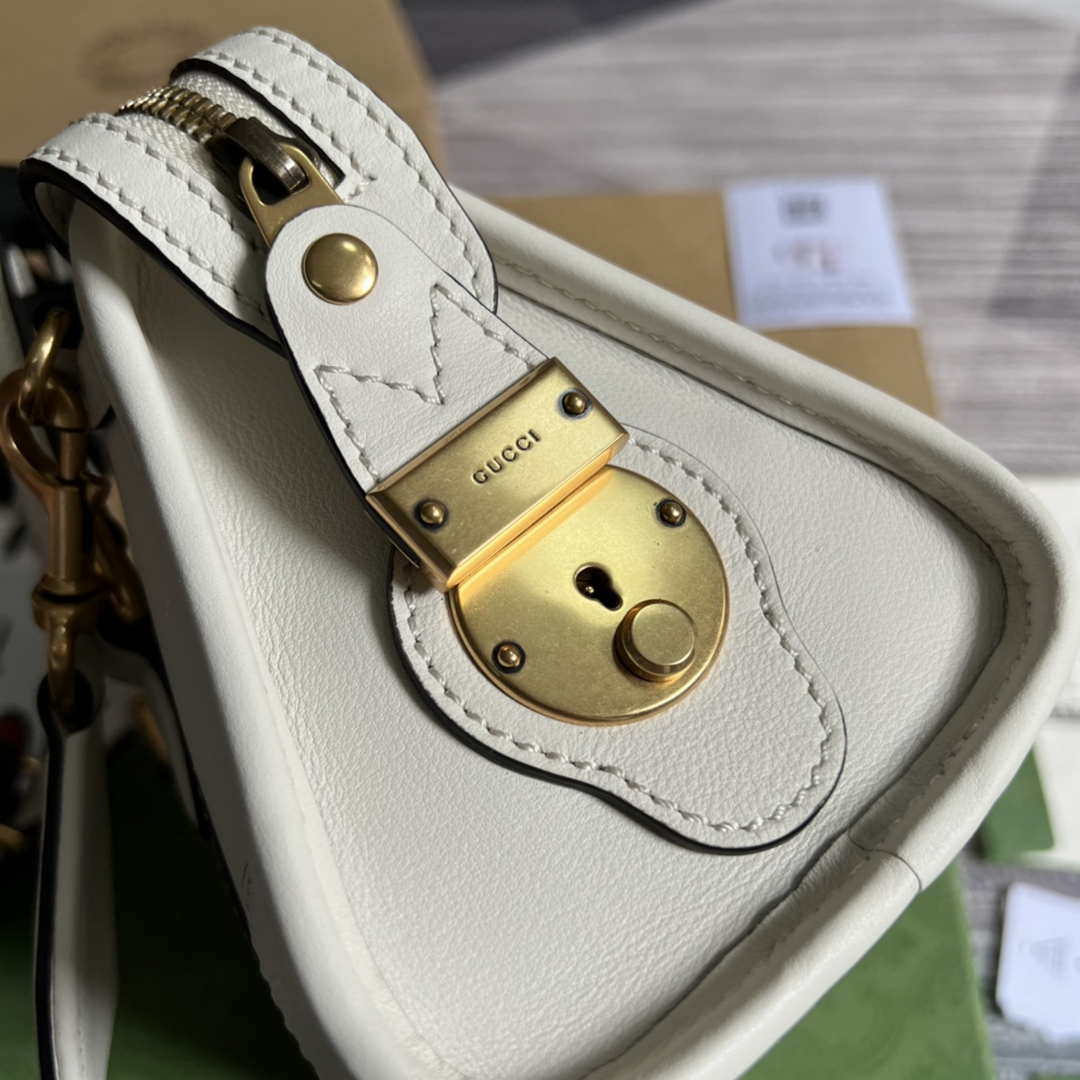 Gucci 715771 Mini top handle bag with Double G White - Default Title - View 6