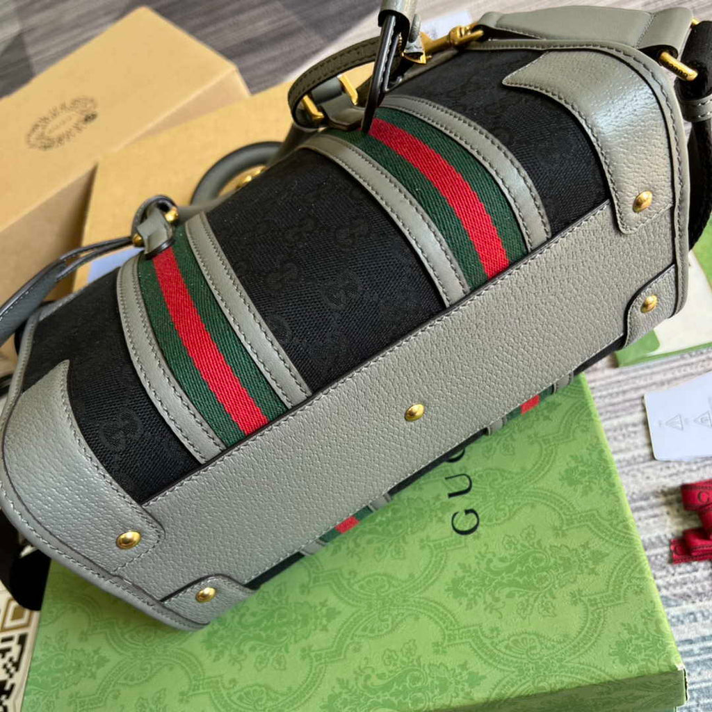 Gucci 715772 Small canvas top handle bag Gray and Black