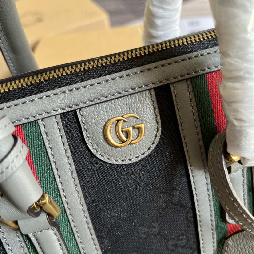 Gucci 715772 Small canvas top handle bag Gray and Black
