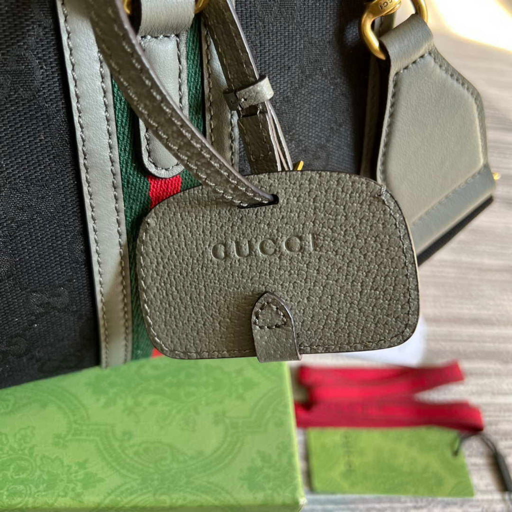 Gucci 715772 Small canvas top handle bag Gray and Black