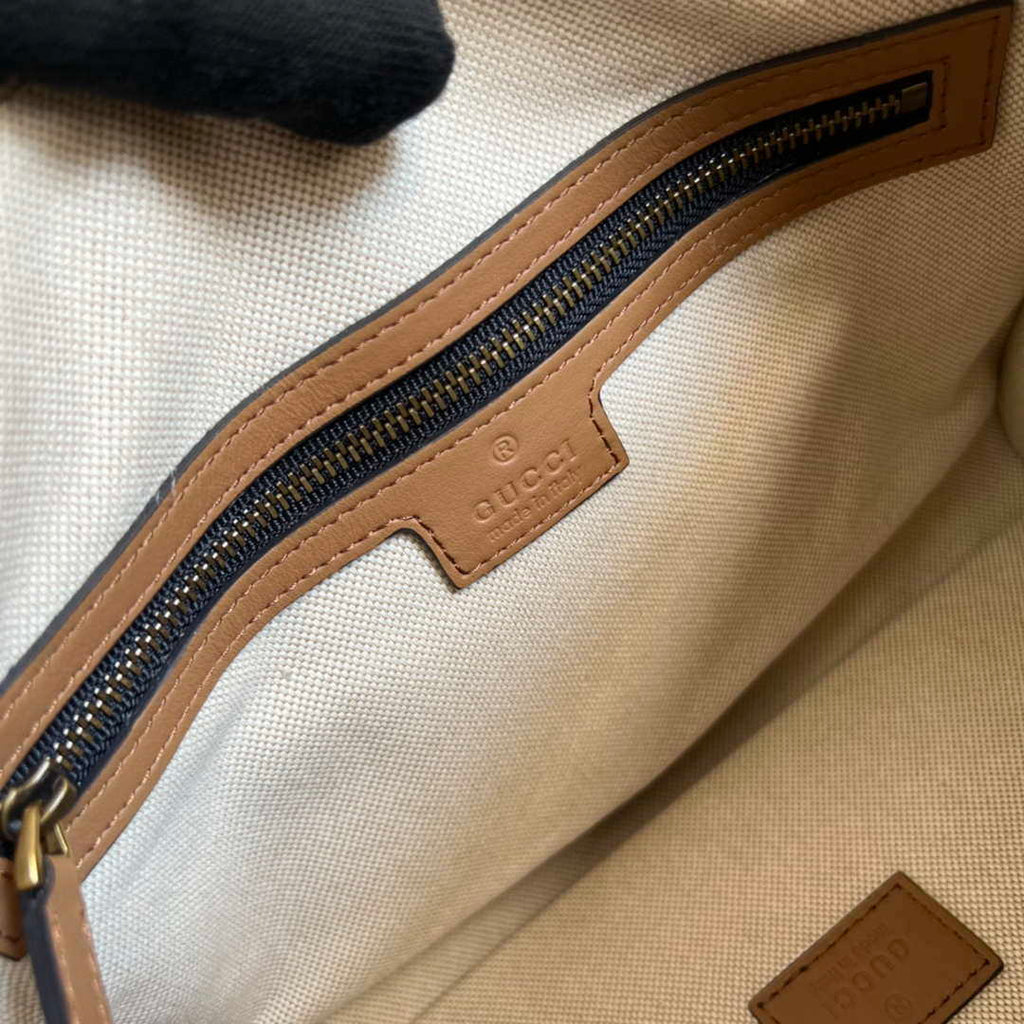 Gucci 715772 Small canvas top handle bag Light Brown and Black