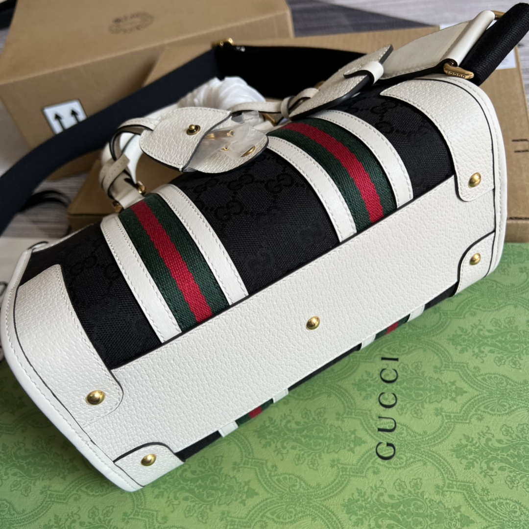 Gucci 715772 Small canvas top handle bag White and Black - Default Title - View 7