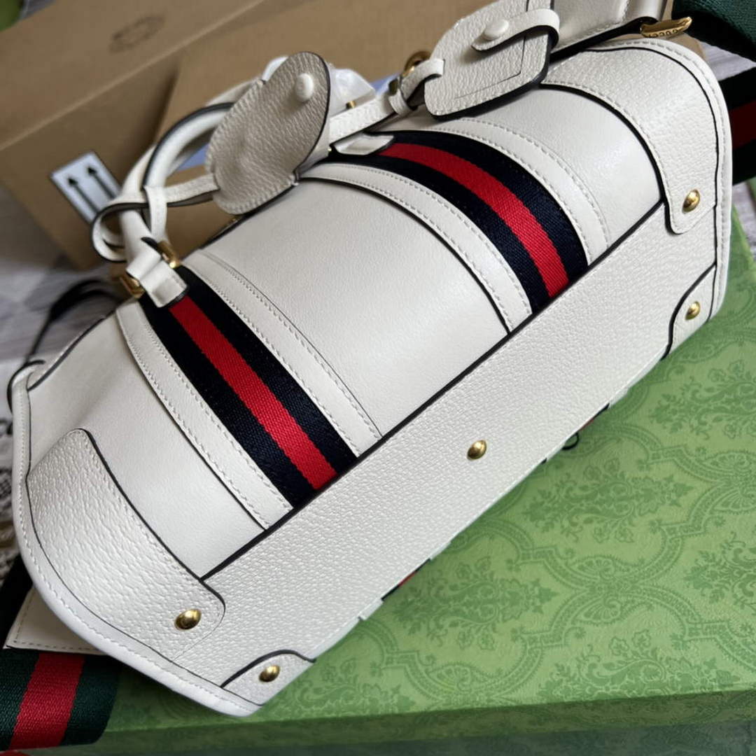 Gucci 715772 Small top handle bag with Double G White
