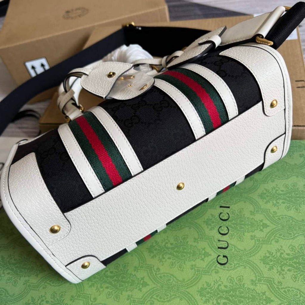 Gucci 715772 Small Canvas Top Handle Bag Black
