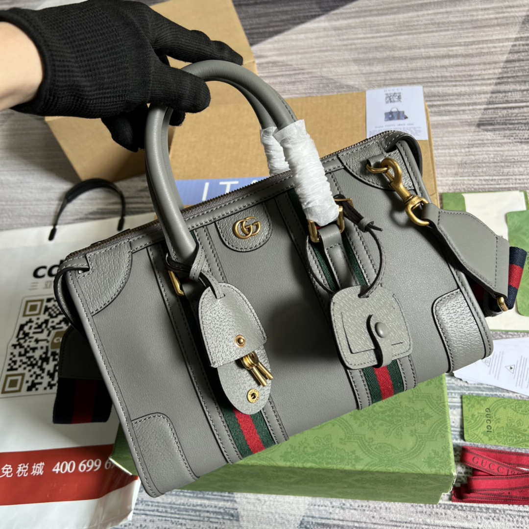 Gucci 715772 Small top handle bag with Double G Gray - Default Title - View 4