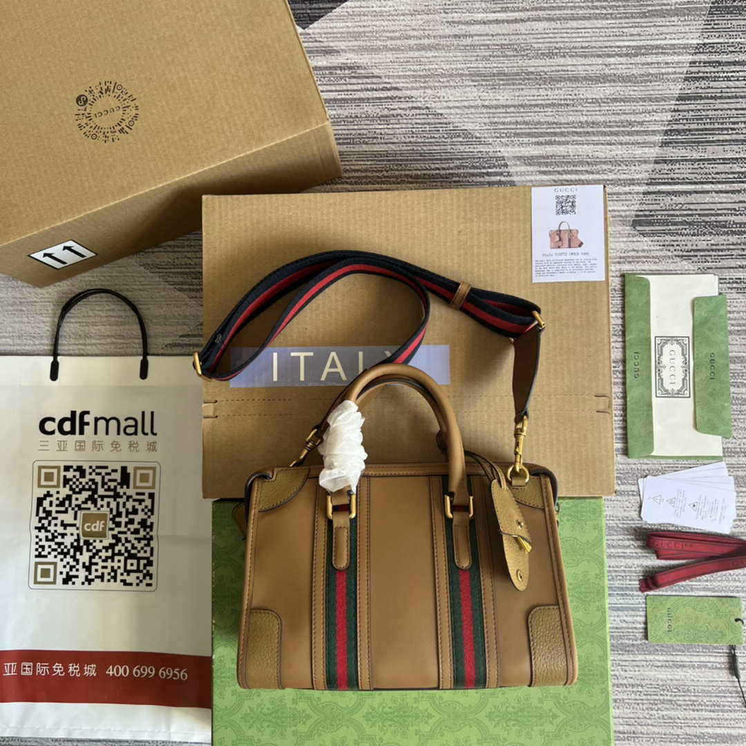 Gucci 715772 Small top handle bag with Double G Light Brown - Default Title - View 1