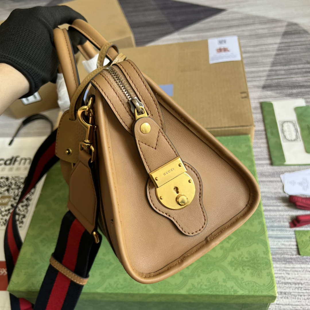 Gucci 715772 Small top handle bag with Double G Light Brown - Default Title - View 2