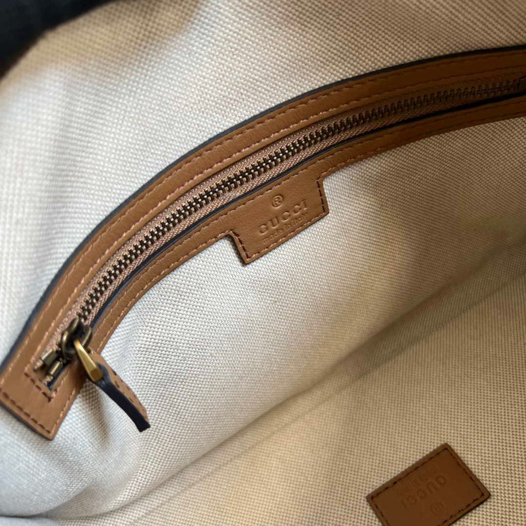 Gucci 715772 Small top handle bag with Double G Light Brown