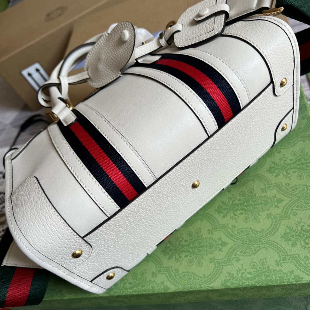 Gucci 715772 Small top handle bag with Double G White