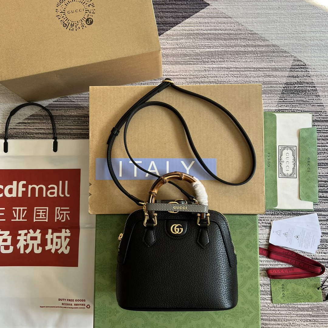 Gucci 715775 Gucci Diana Mini Tote Bag Black leather - Default Title - View 1