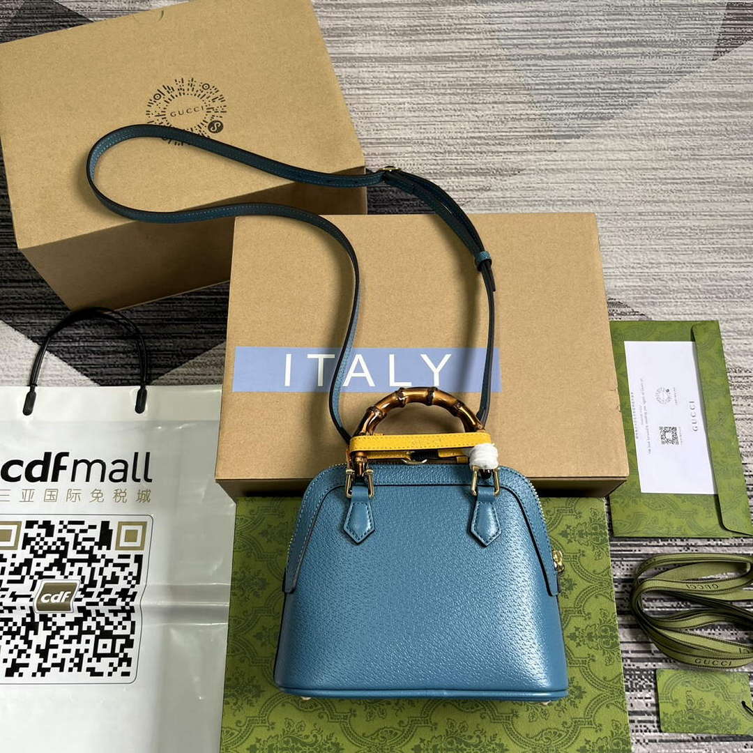 Gucci 715775 Gucci Diana Mini Tote Bag Blue leather - Default Title - View 2