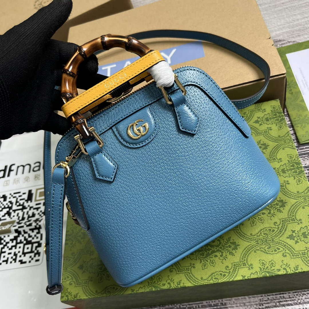 Gucci 715775 Gucci Diana Mini Tote Bag Blue leather - Default Title - View 4