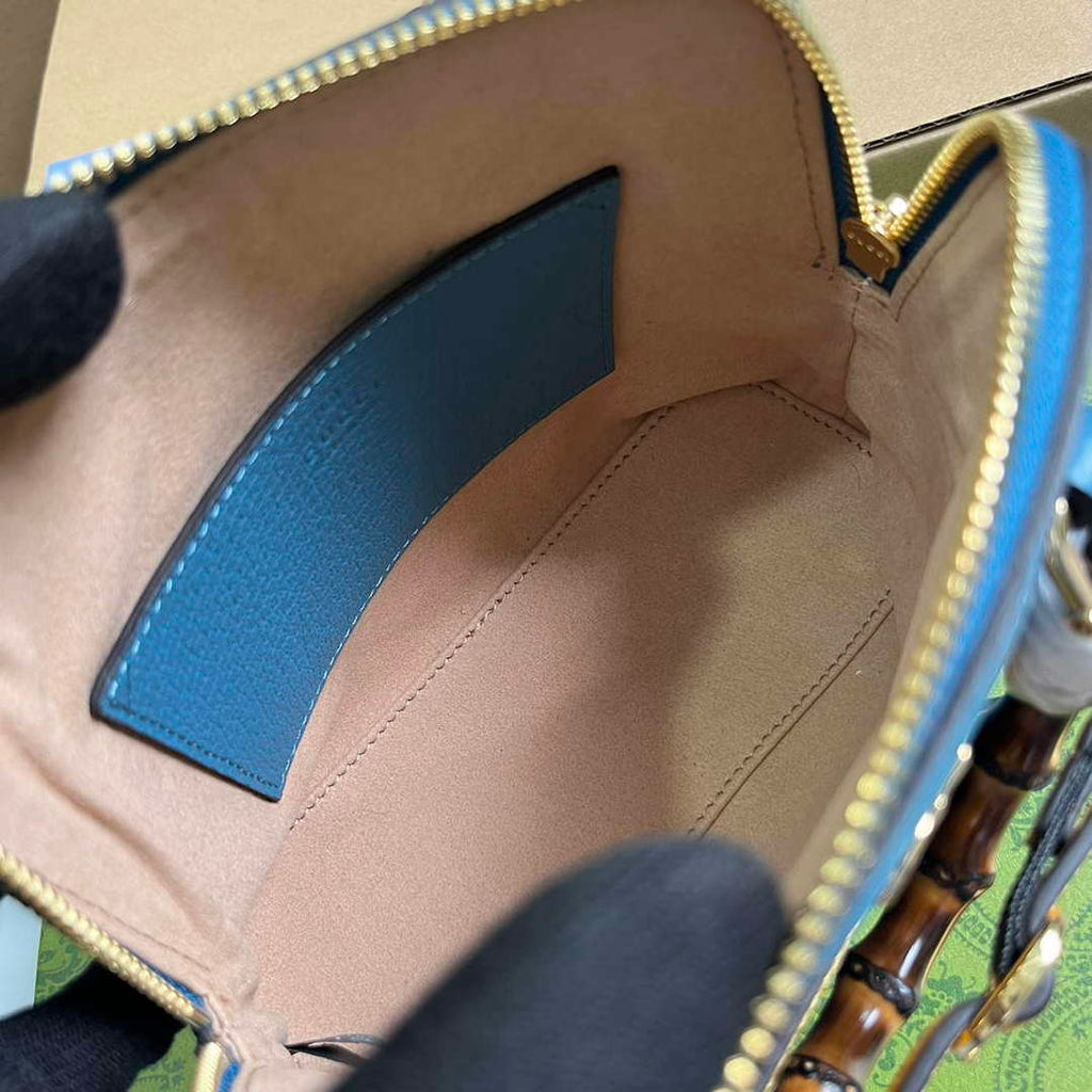 Gucci 715775 Gucci Diana Mini Tote Bag Blue leather