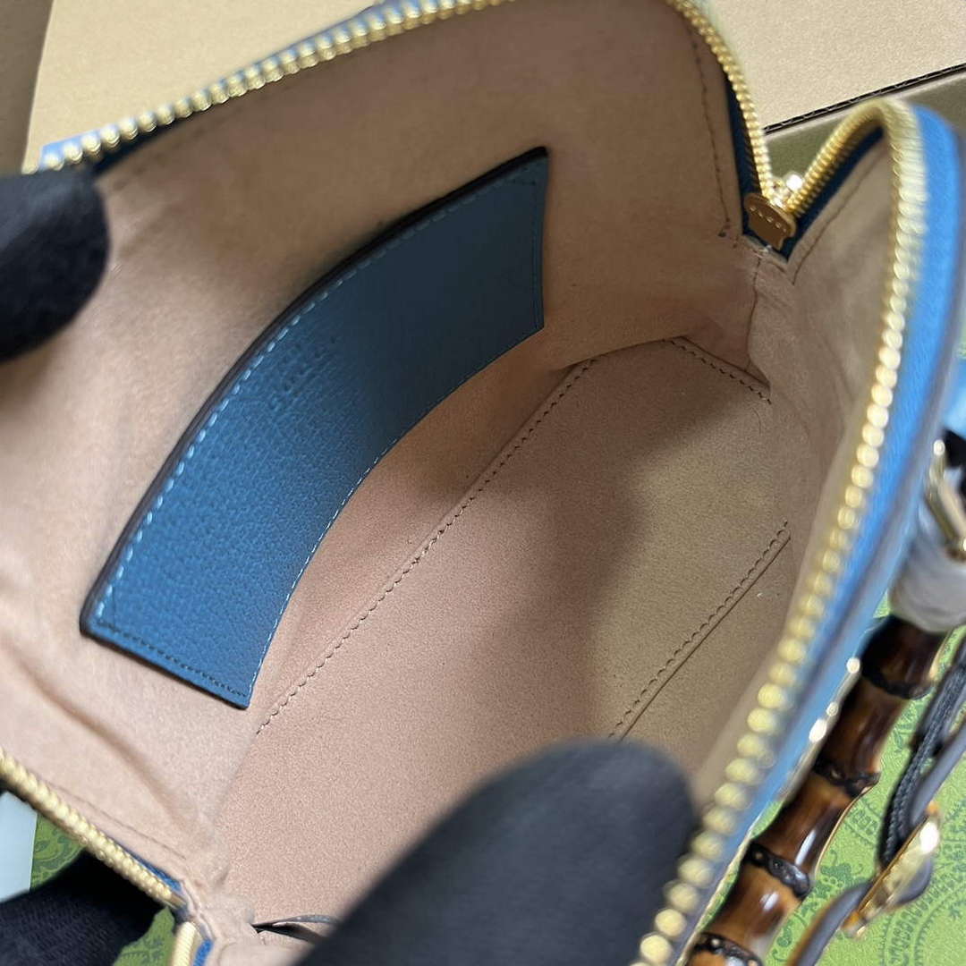 Gucci 715775 Gucci Diana Mini Tote Bag Blue leather - Default Title - View 9