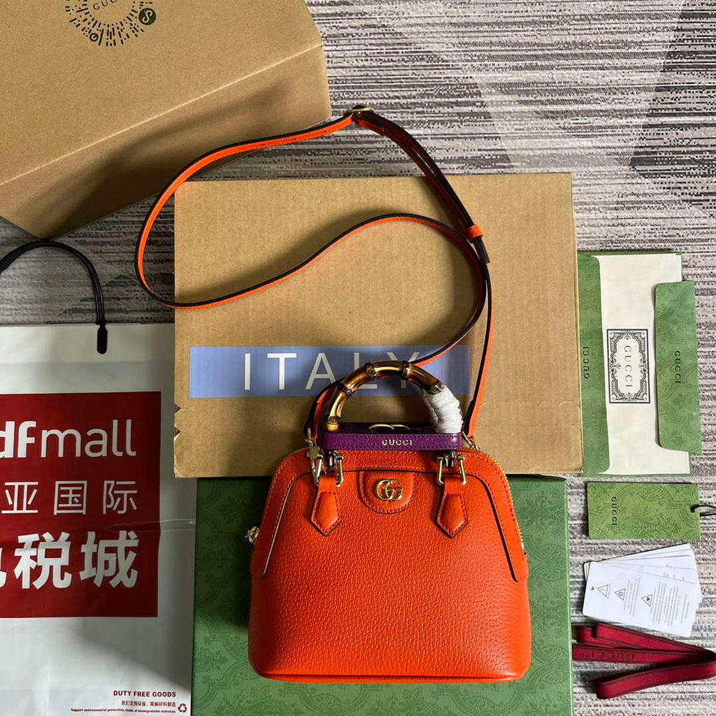 Gucci 715775 Gucci Diana Mini Tote Bag Orange leather