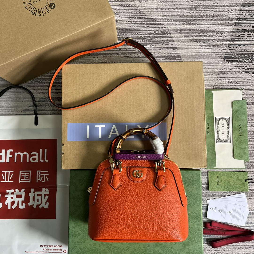 Gucci 715775 Gucci Diana Mini Tote Bag Orange leather - Default Title - View 1