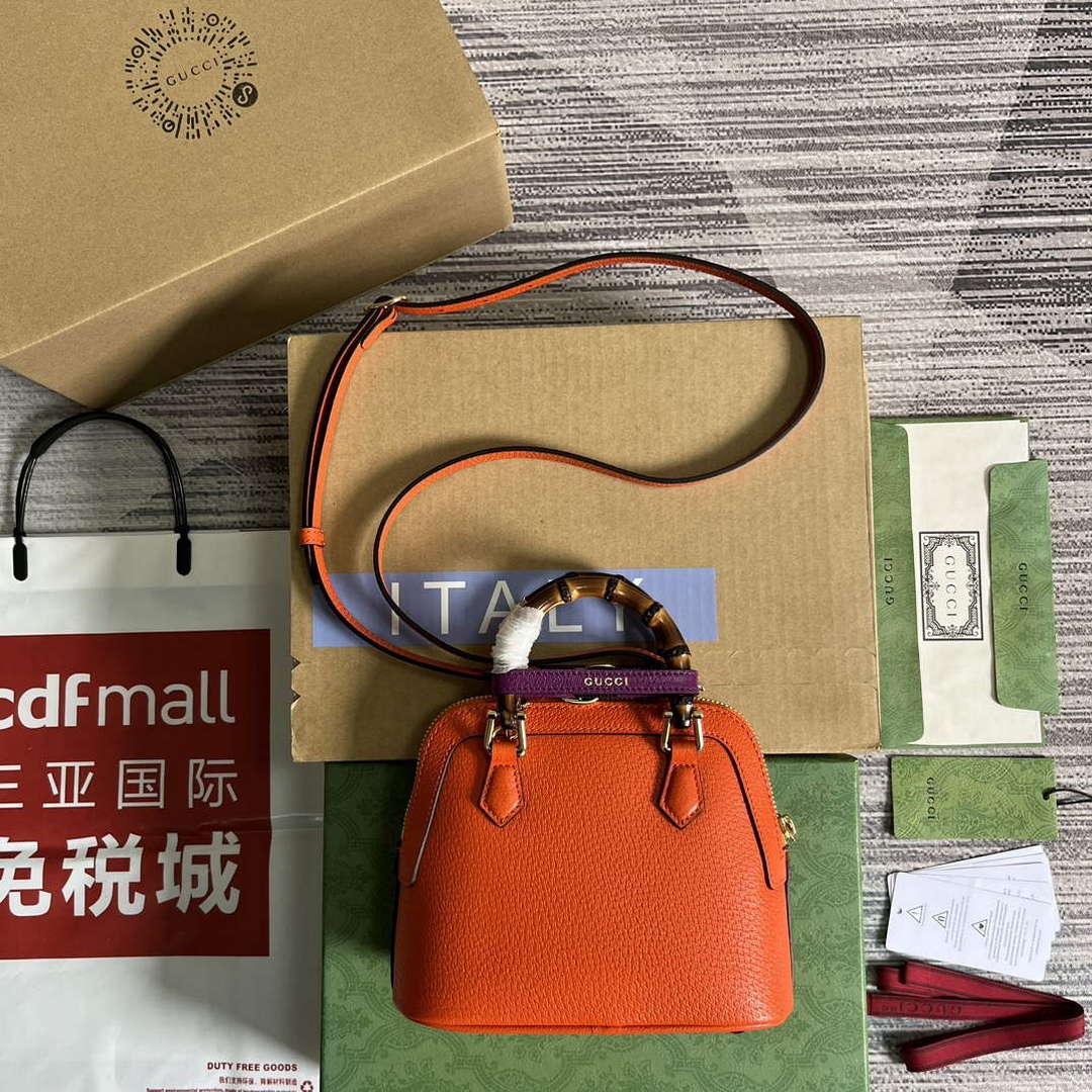 Gucci 715775 Gucci Diana Mini Tote Bag Orange leather - Default Title - View 2