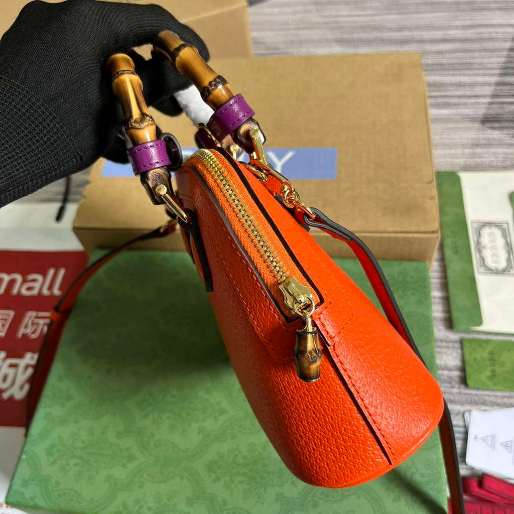 Gucci 715775 Gucci Diana Mini Tote Bag Orange leather