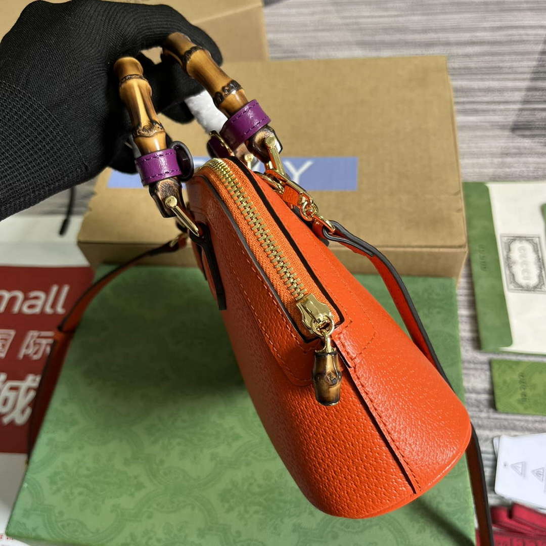 Gucci 715775 Gucci Diana Mini Tote Bag Orange leather - Default Title - View 3
