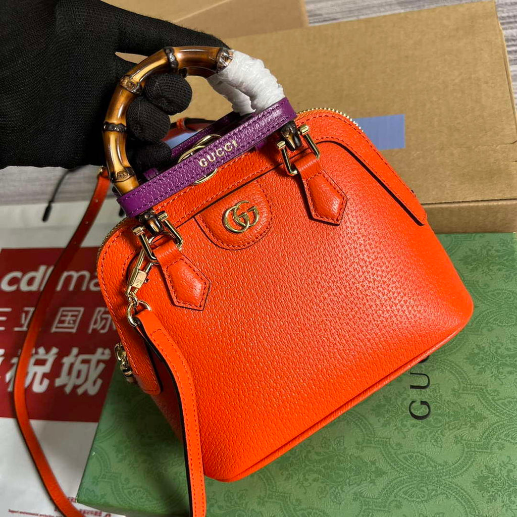 Gucci 715775 Gucci Diana Mini Tote Bag Orange leather