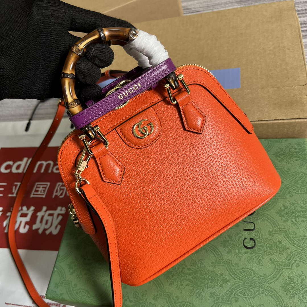 Gucci 715775 Gucci Diana Mini Tote Bag Orange leather - Default Title - View 4