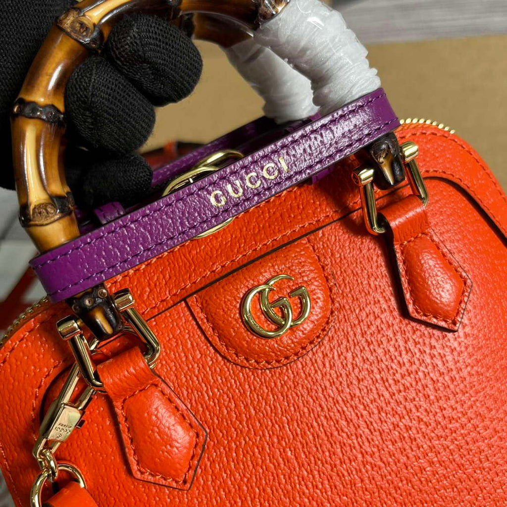 Gucci 715775 Gucci Diana Mini Tote Bag Orange leather