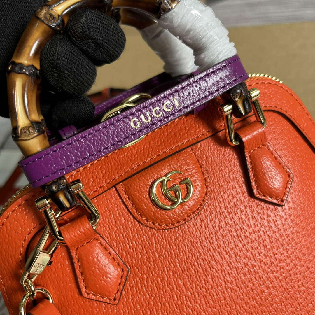 Gucci 715775 Gucci Diana Mini Tote Bag Orange leather - Default Title - View 5