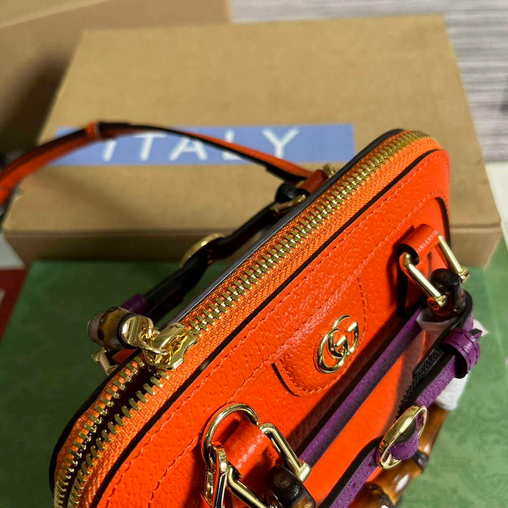Gucci 715775 Gucci Diana Mini Tote Bag Orange leather