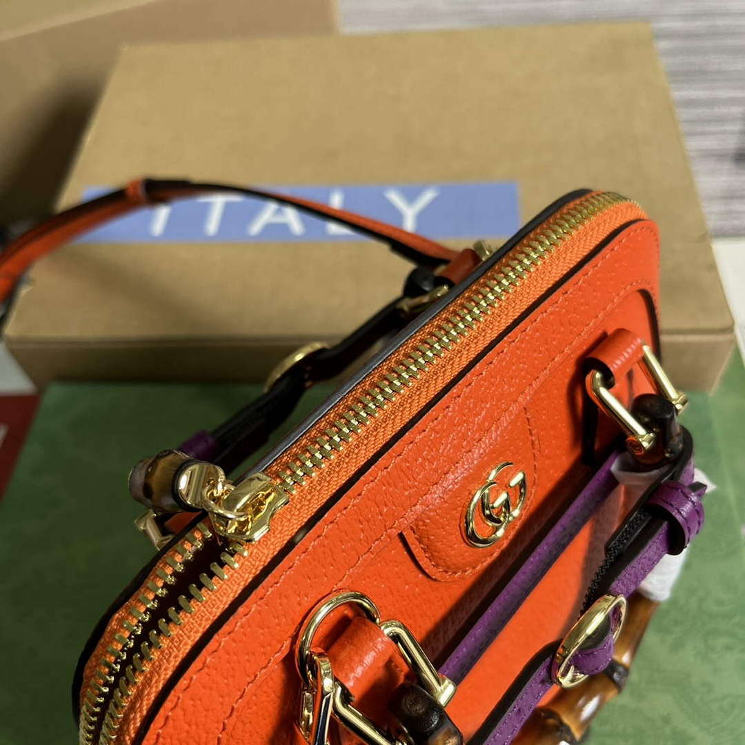 Gucci 715775 Gucci Diana Mini Tote Bag Orange leather