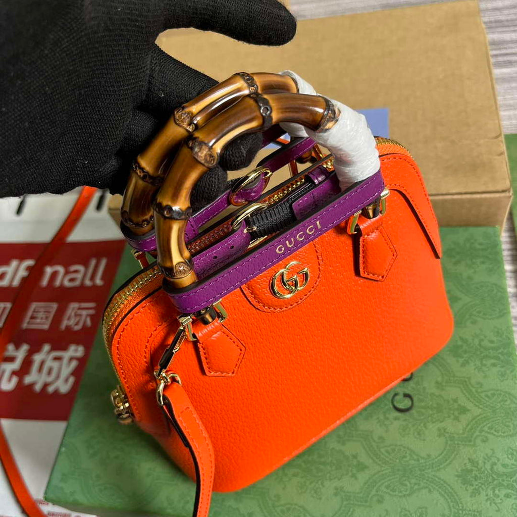 Gucci 715775 Gucci Diana Mini Tote Bag Orange leather