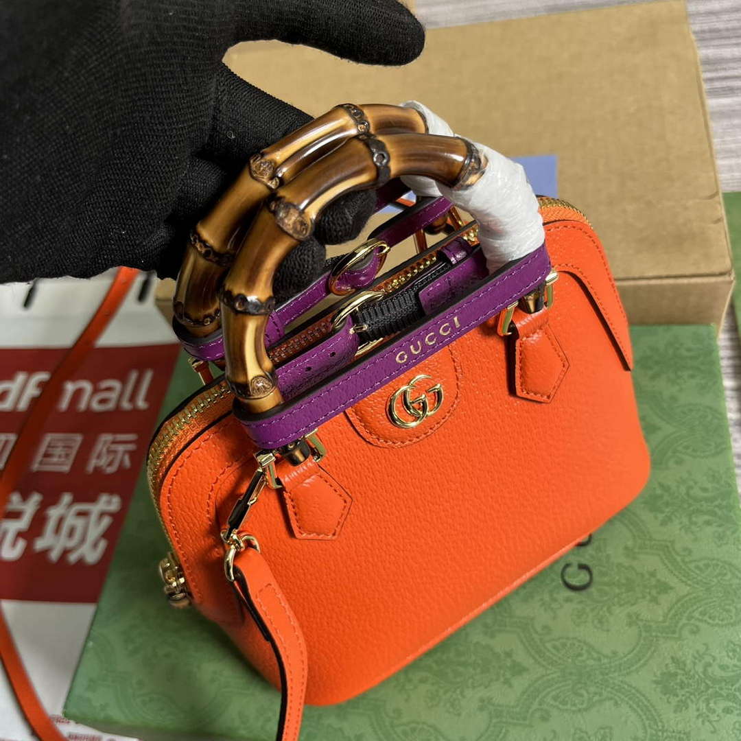 Gucci 715775 Gucci Diana Mini Tote Bag Orange leather