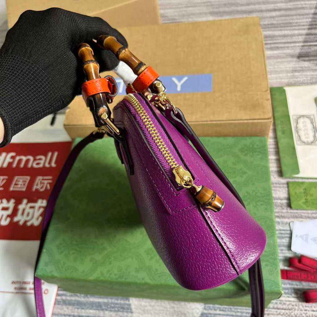 Gucci 715775 Gucci Diana Mini Tote Bag Purple leather