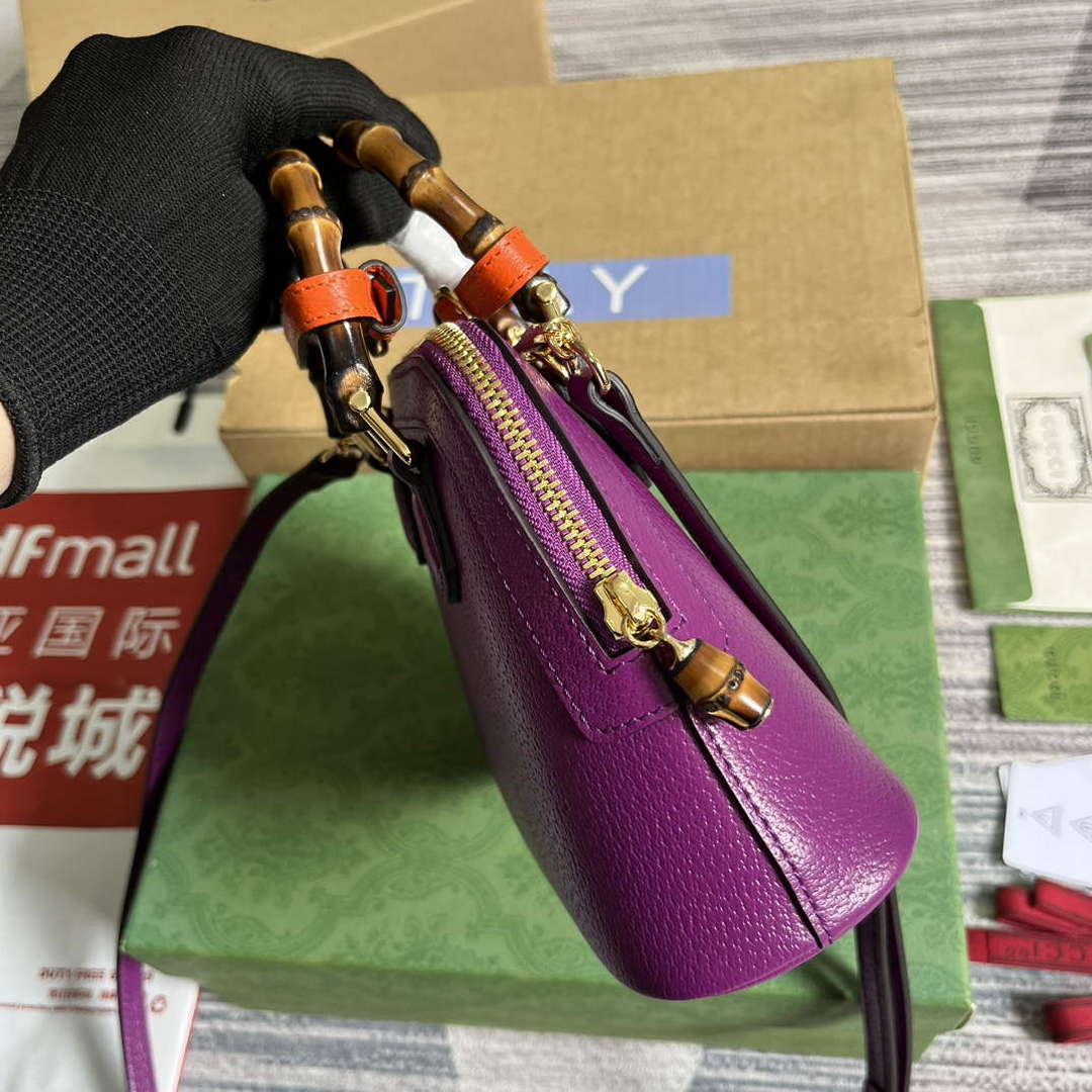 Gucci 715775 Gucci Diana Mini Tote Bag Purple leather - Default Title - View 3