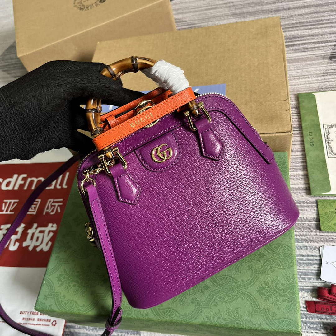 Gucci 715775 Gucci Diana Mini Tote Bag Purple leather - Default Title - View 4