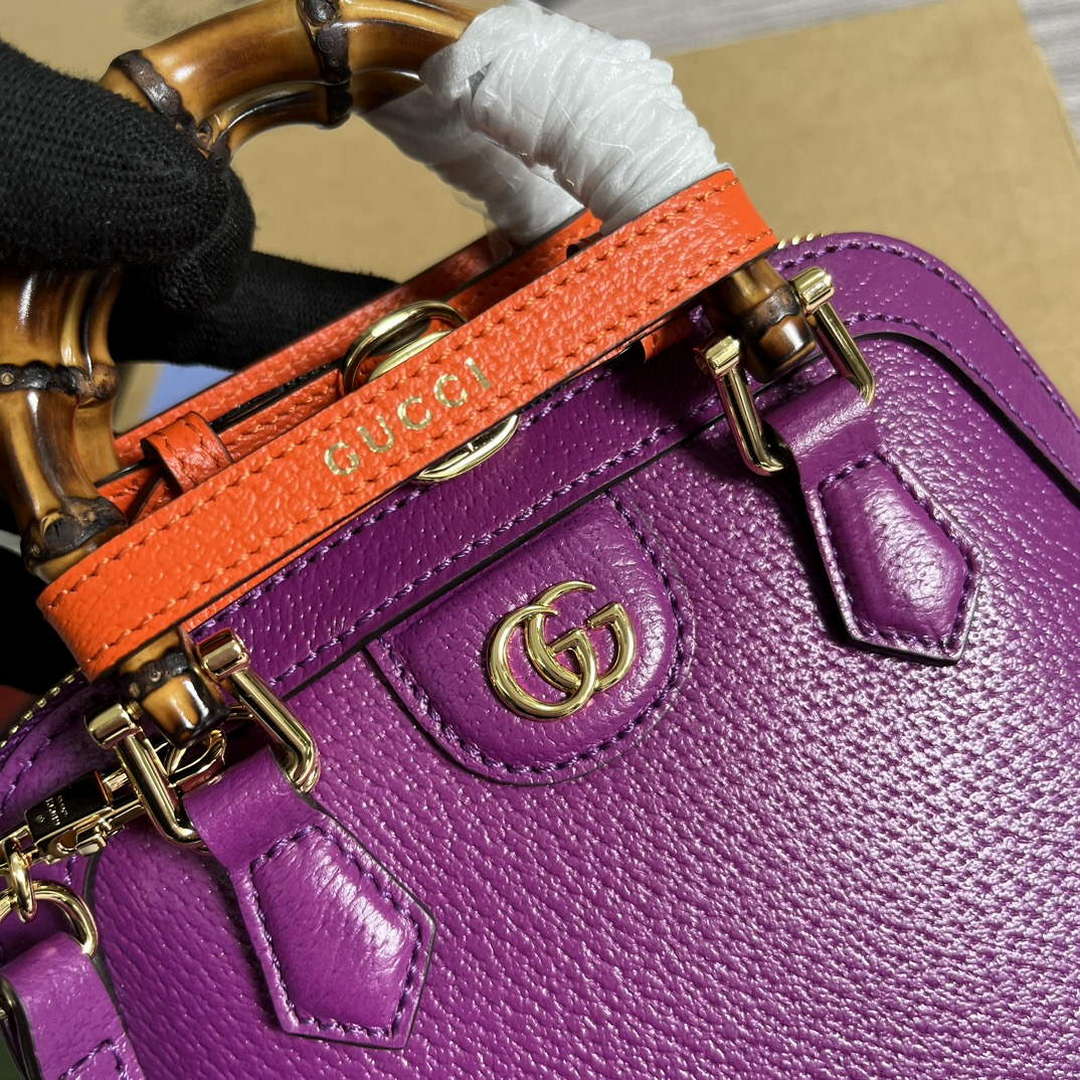 Gucci 715775 Gucci Diana Mini Tote Bag Purple leather - Default Title - View 5