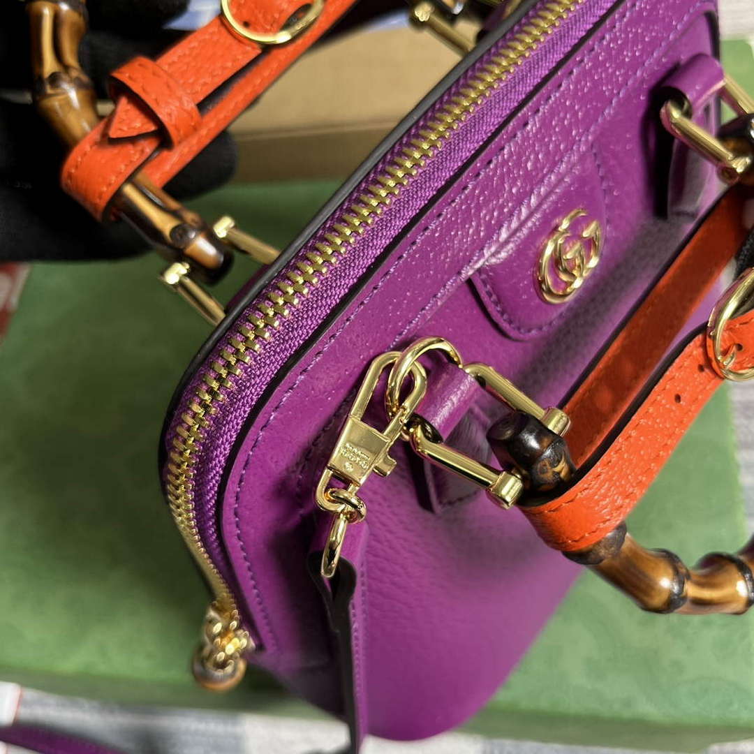 Gucci 715775 Gucci Diana Mini Tote Bag Purple leather