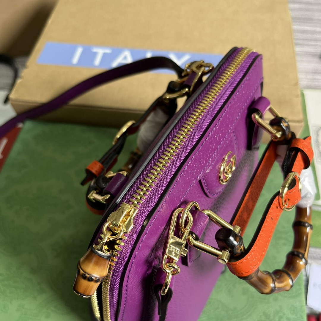 Gucci 715775 Gucci Diana Mini Tote Bag Purple leather - Default Title - View 7