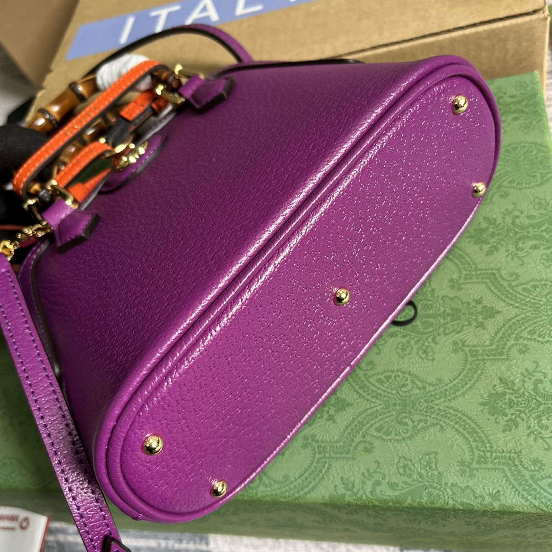 Gucci 715775 Gucci Diana Mini Tote Bag Purple leather - Default Title - View 8