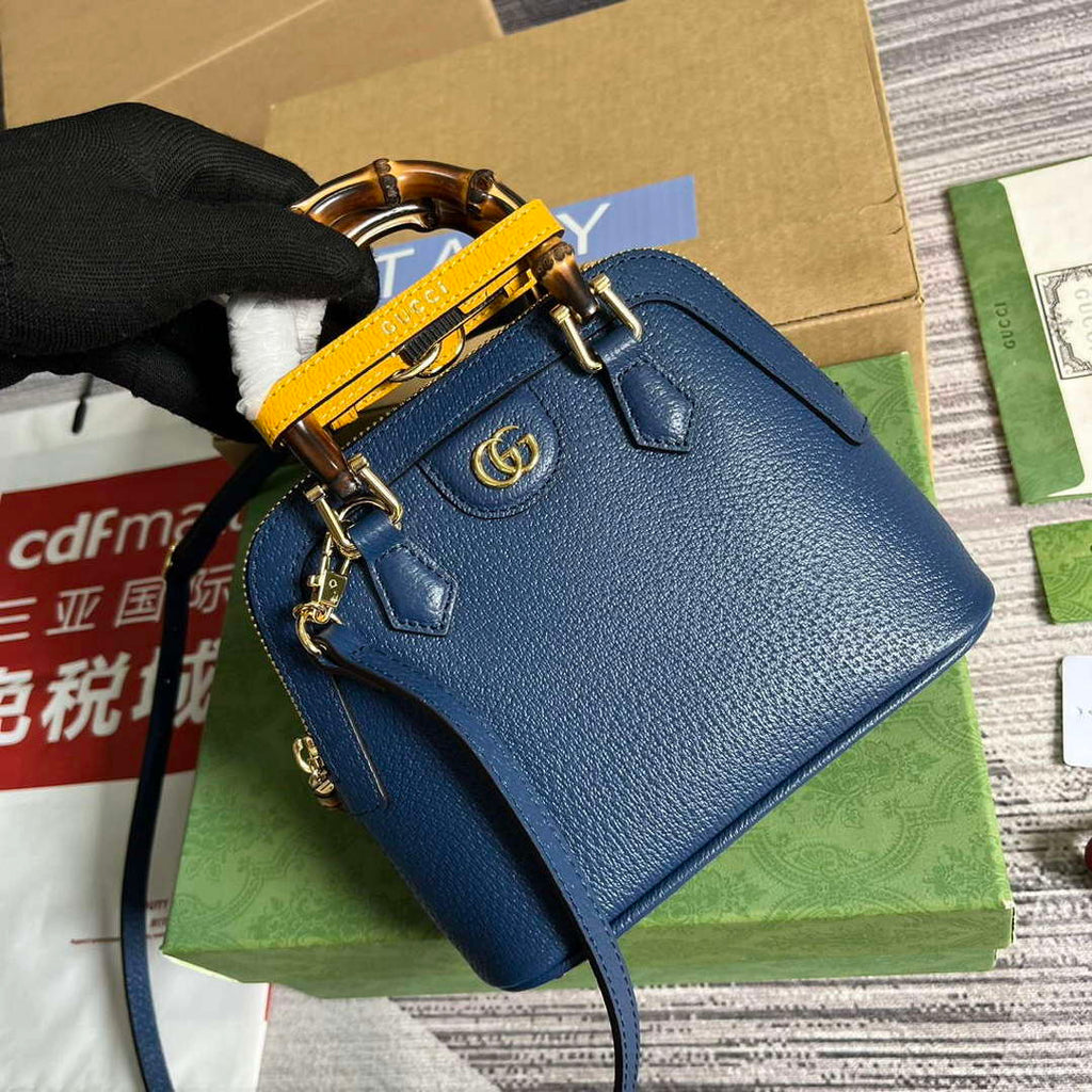 Gucci 715775 Gucci Diana Mini Tote Bag Royal blue leather