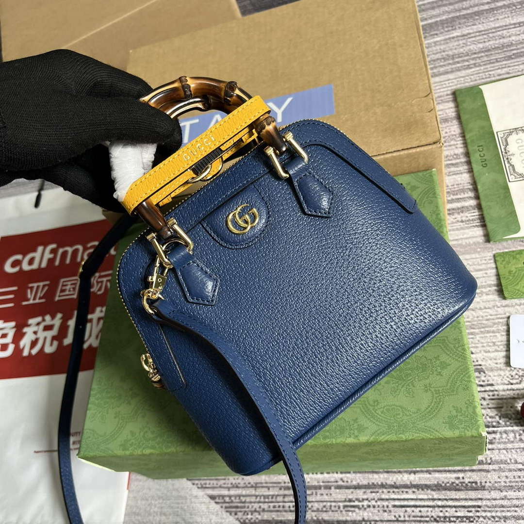 Gucci 715775 Gucci Diana Mini Tote Bag Royal blue leather - Default Title - View 4