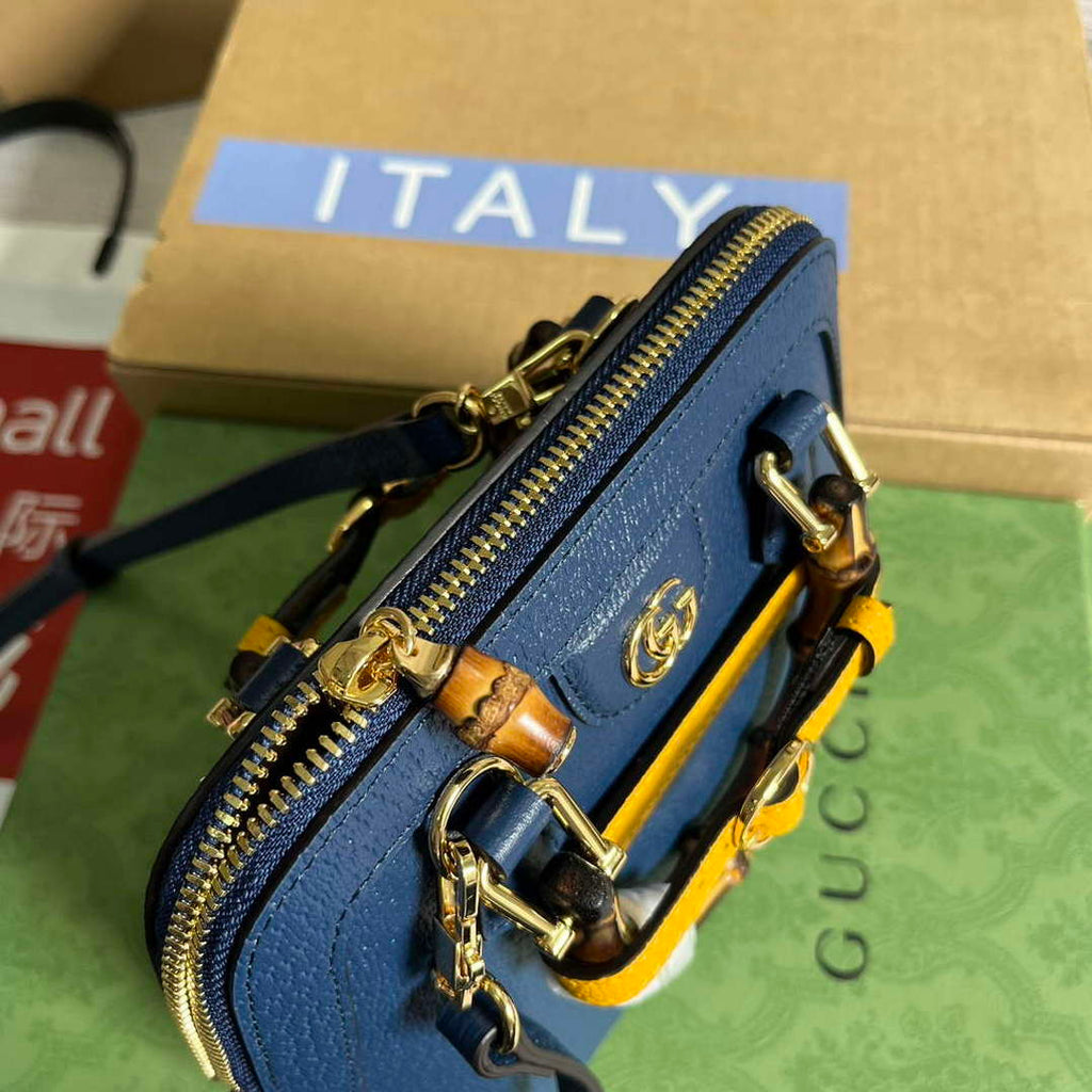 Gucci 715775 Gucci Diana Mini Tote Bag Royal blue leather