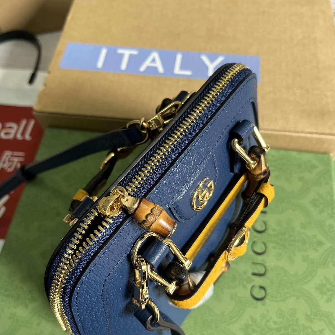 Gucci 715775 Gucci Diana Mini Tote Bag Royal blue leather - Default Title - View 6