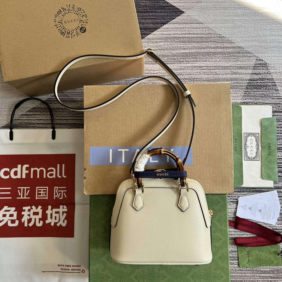 Gucci 715775 Gucci Diana Mini Tote Bag White leather