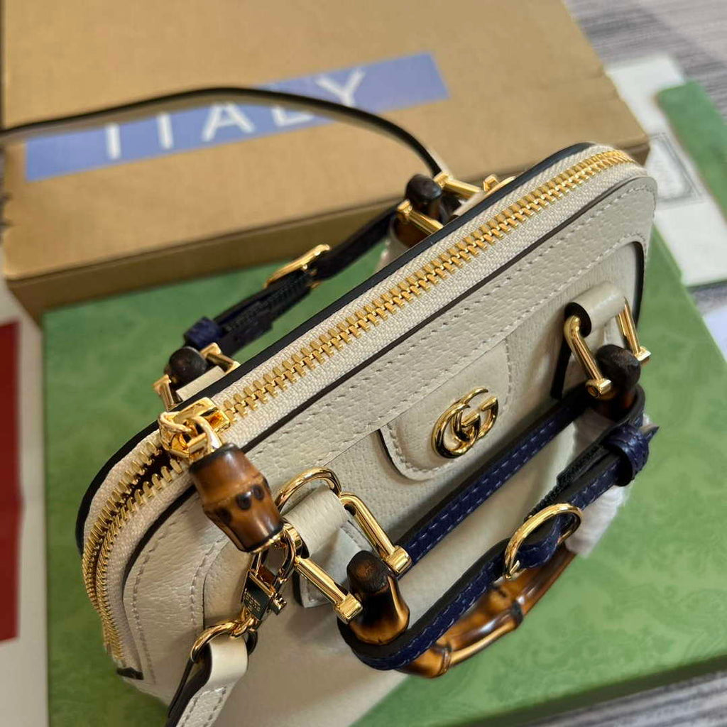 Gucci 715775 Gucci Diana Mini Tote Bag White leather