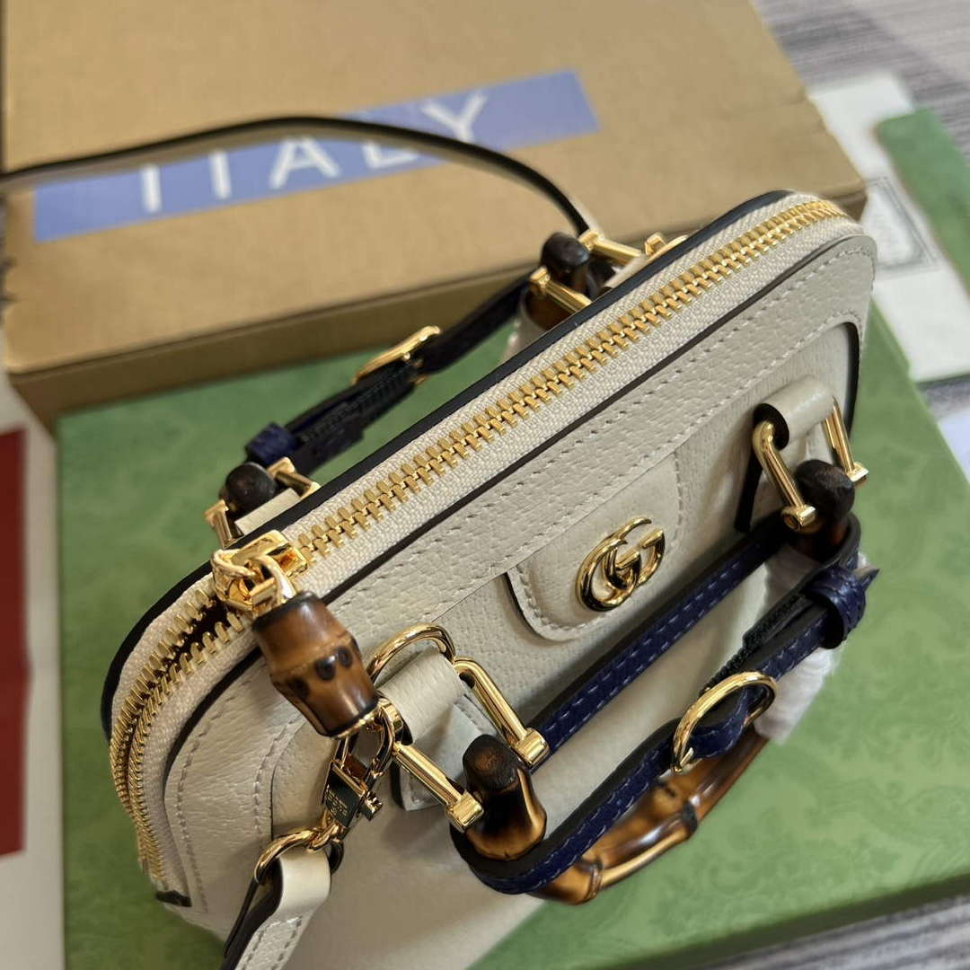 Gucci 715775 Gucci Diana Mini Tote Bag White leather