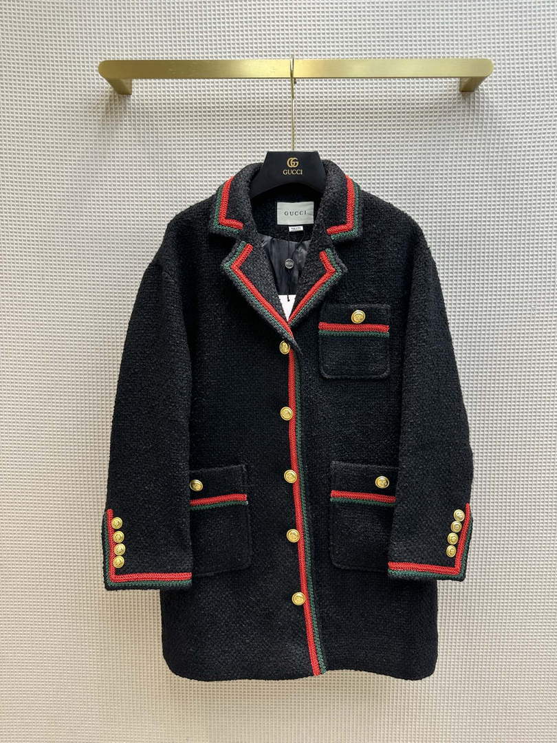Gucci 718526 Women's Tweed Wool Coat G66852 - S - View 1