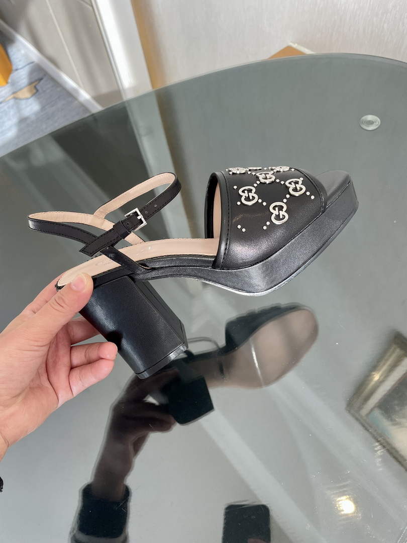 Gucci 719844 Women's Lnterlocking G Studs Sandal G56234 - 35 - View 4