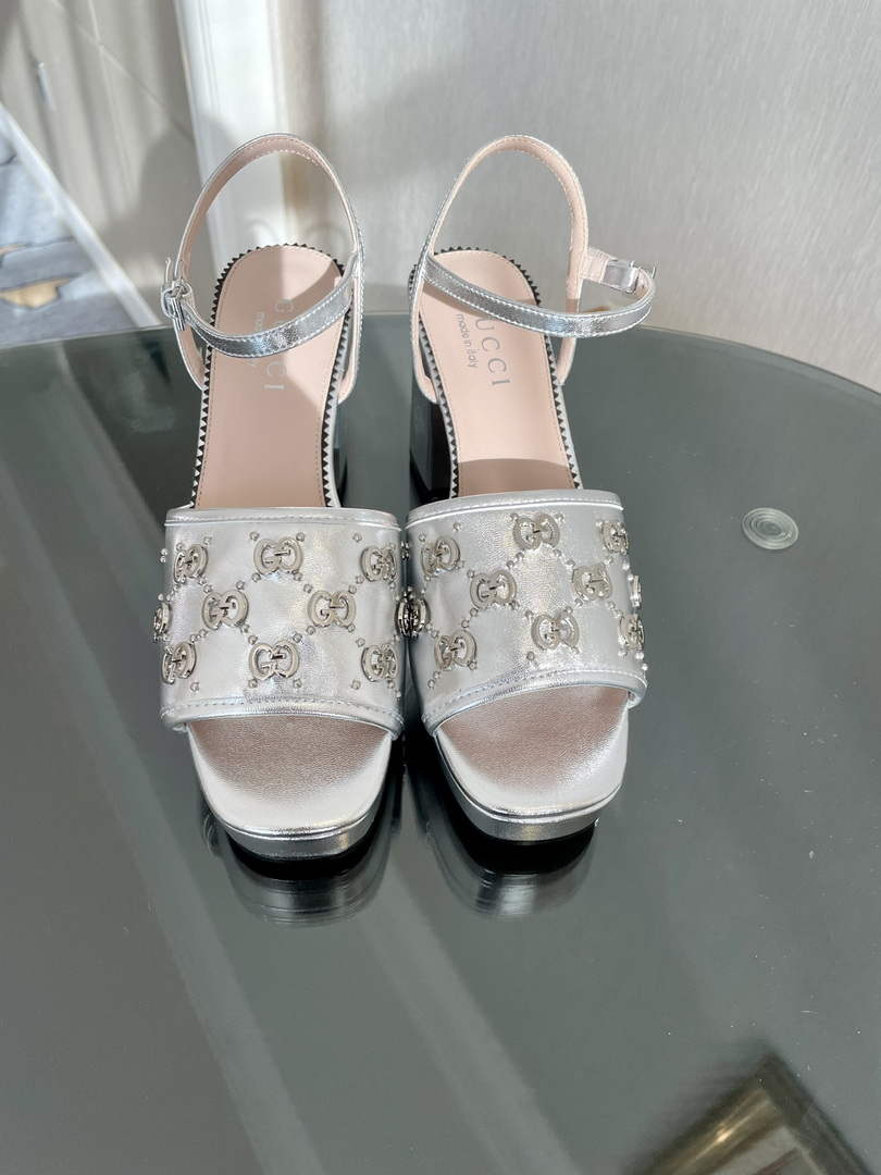Gucci 719844 Women's Lnterlocking G Studs Sandal G56238 - 35 - View 1